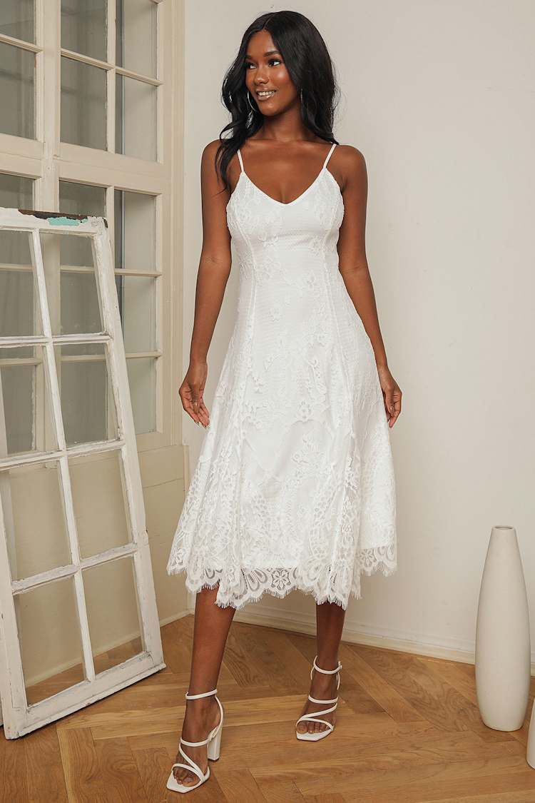lulus white lace midi dress Stunning White Lace Dress - Lace Midi Dress - Sleeveless Dress