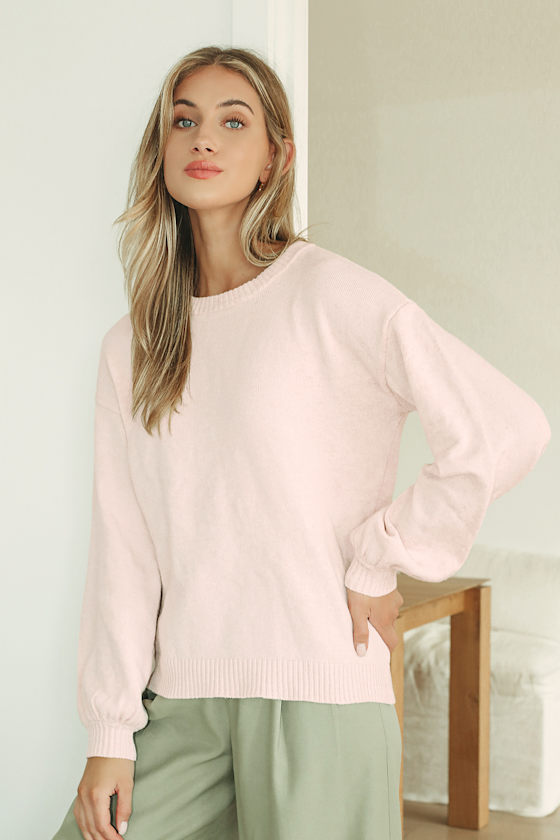 Your Favorite Pale Blush Balloon Sleeve Sweater 4