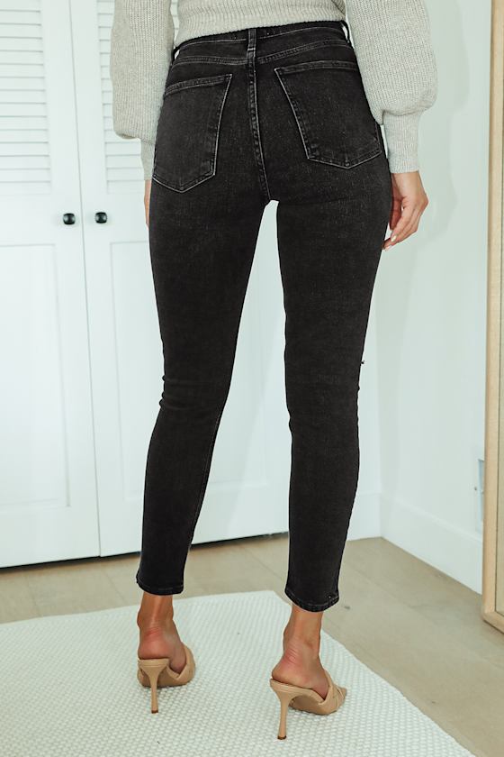Nico High Rise Black Wash Distressed Slim Leg Jeans 4