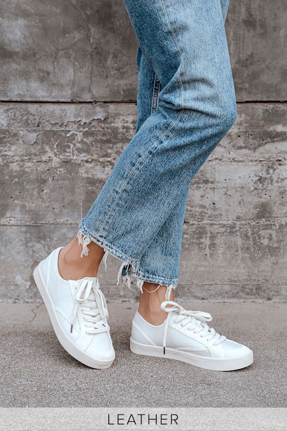 cute white leather sneakers