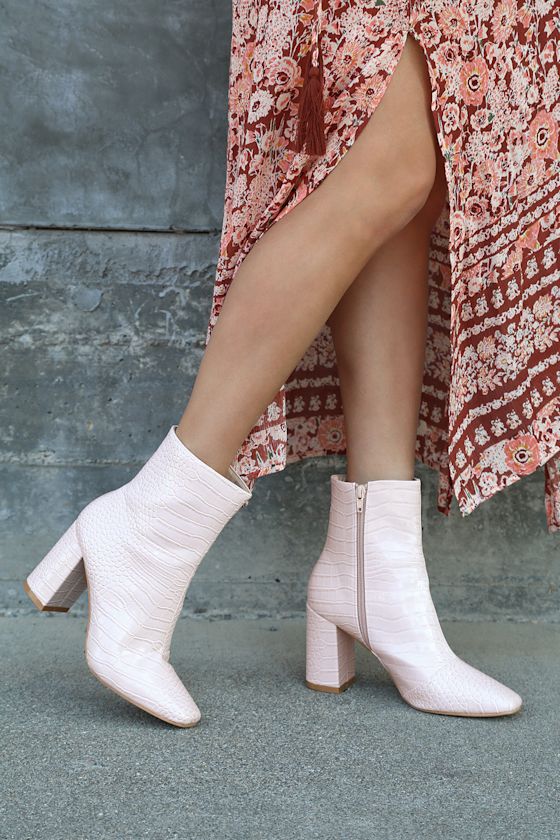 white crocodile booties