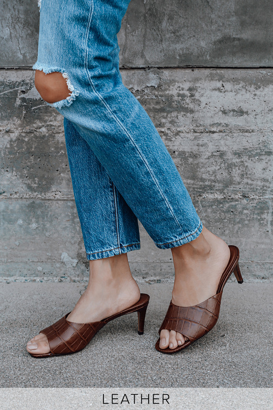 brown crocodile heels