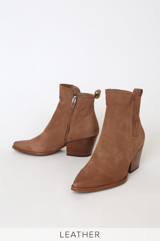 Sammey Teak Nubuck Leather Pointed-Toe Ankle Booties 2