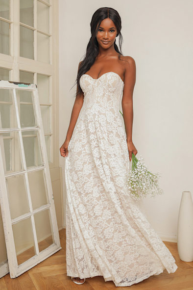 Dream Lasts Forever White Lace Bustier Strapless Maxi Dress, Front Office Supervisor Vacancy