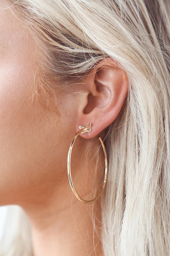 Gold Hoop Earrings Butterfly Hoops Butterfly Earrings Lulus