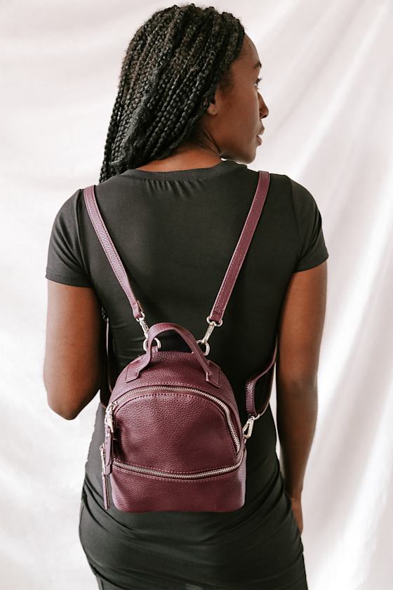 Jacki Wine Red Convertible Mini Backpack 7