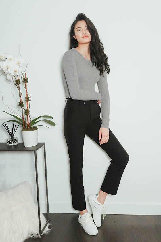 Grey Long Sleeve Tee - Basic Long Sleeve Top - Jersey Knit Grey Long Sleeve Tee - Basic Long Sleeve Top - Jersey Knit