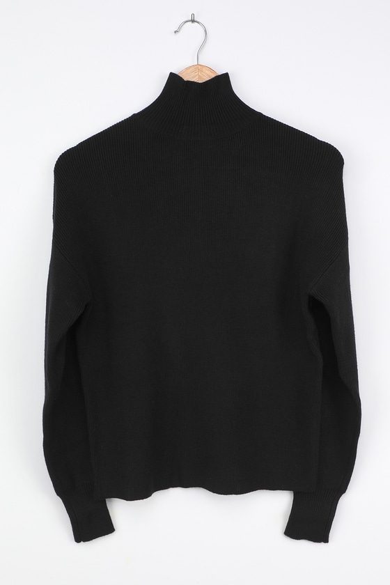 Black Turtleneck Sweater - Slouchy Sweater - Ribbed Sweater - Lulus