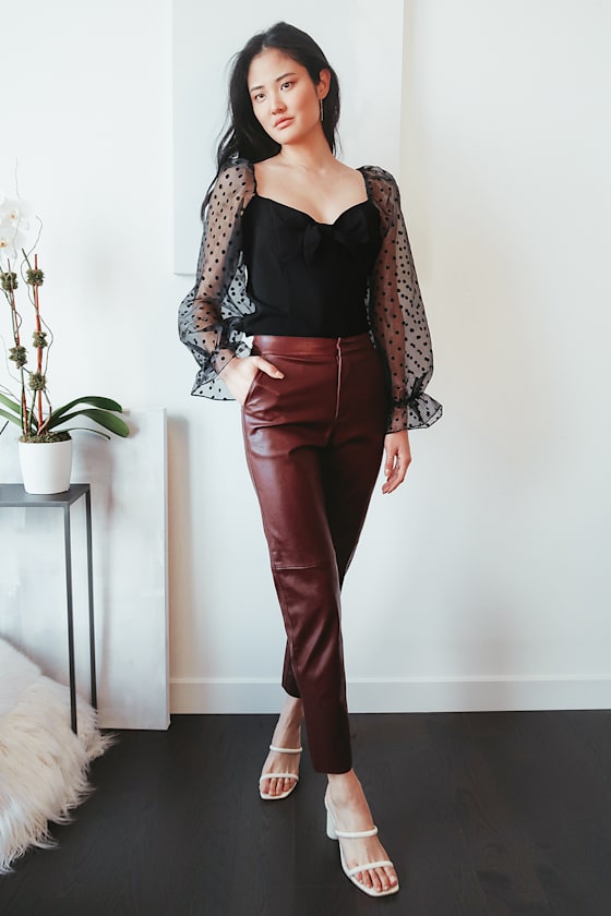 Get Noticed Black Organza Puff Sleeve Tie-Front Top 6