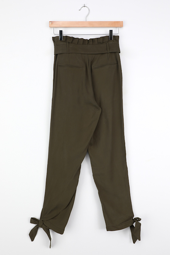 olive green paperbag pants