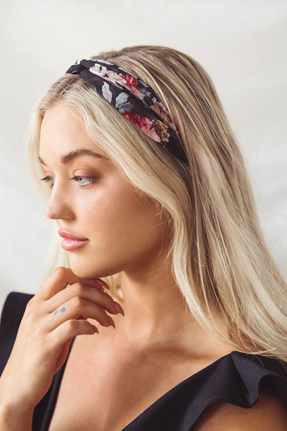 Black Floral Print Headband Floral Headband Soft Headband Lulus