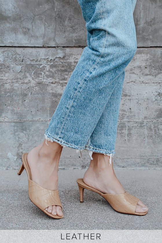 tan croc heels