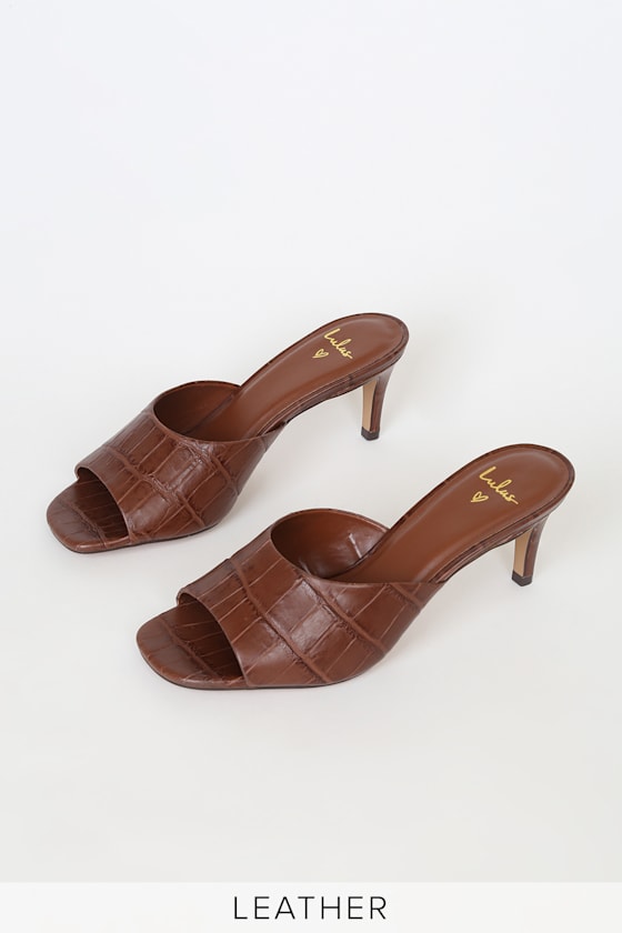 Emilee Brown Crocodile Leather High Heel Sandals 4