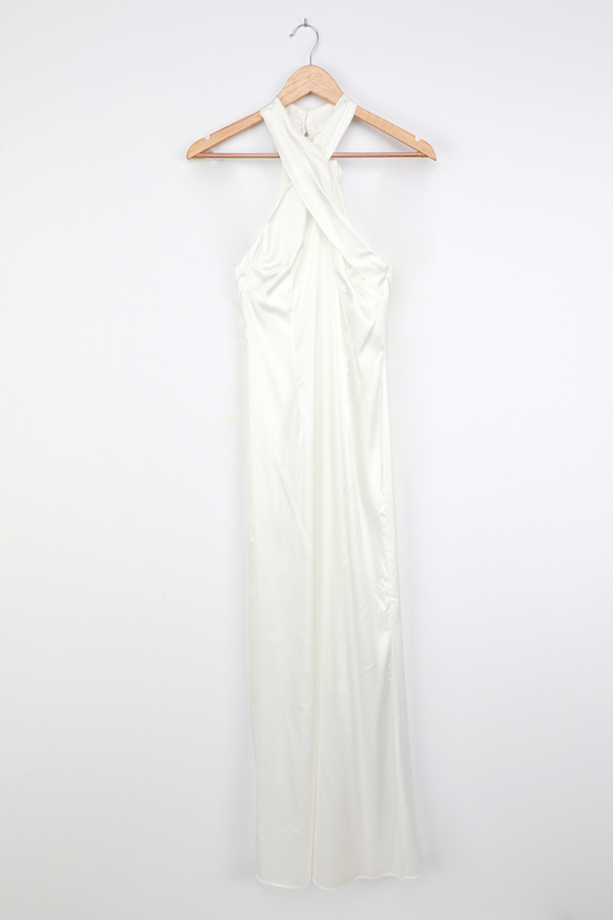 white satin maxi dress