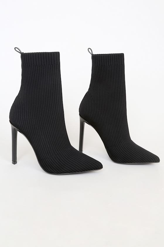 Steve Madden Black Boots Ribbed Sock Boots MidCalf Boots Lulus