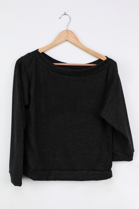 Cute Black Sweater - Off-the-Shoulder Sweater - Asymmetrical Top - Lulus