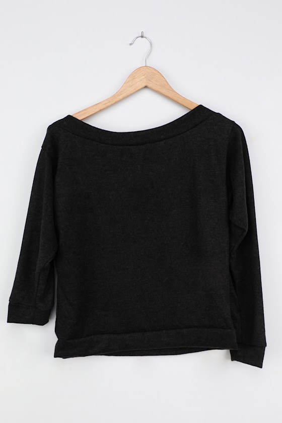 Cute Black Sweater - Off-the-Shoulder Sweater - Asymmetrical Top - Lulus