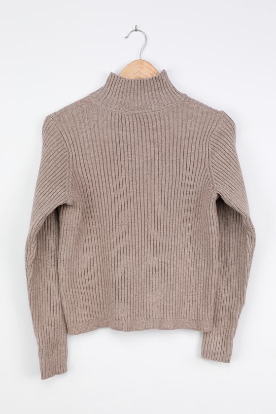 taupe turtleneck sweater