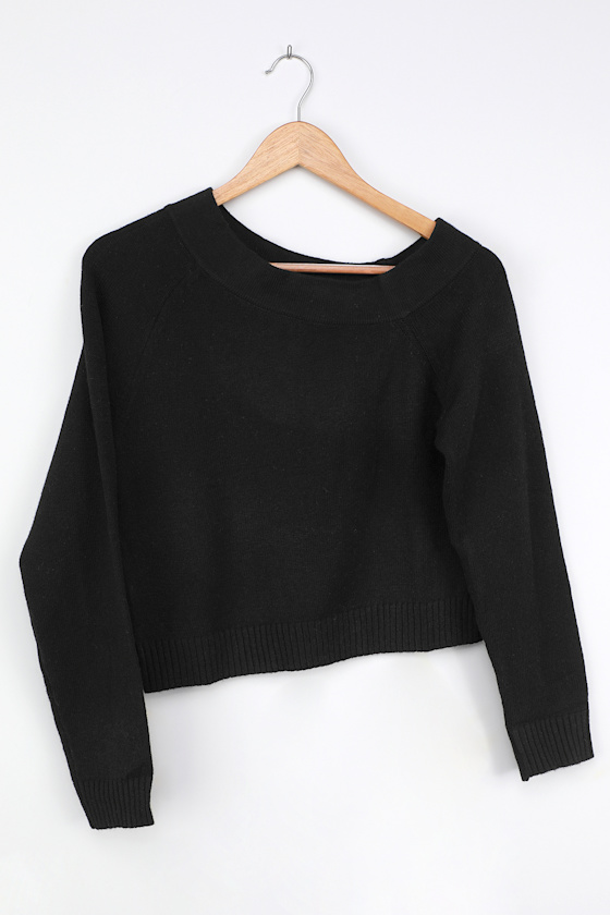 Black Sweater - Off-the-Shoulder Sweater - Asymmetrical Sweater - Lulus