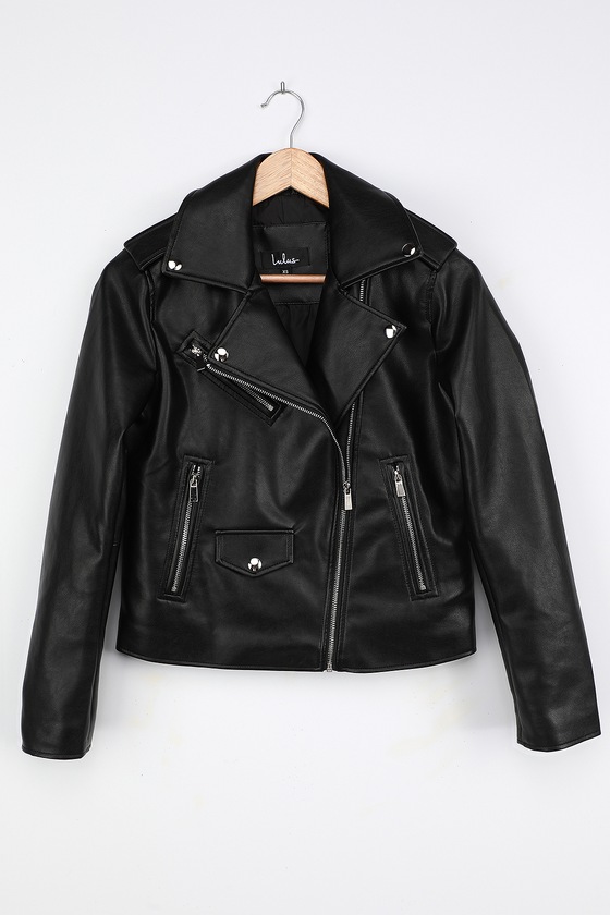 Black Moto Jacket - Vegan Leather Jacket - Motorcycle Jacket - Lulus