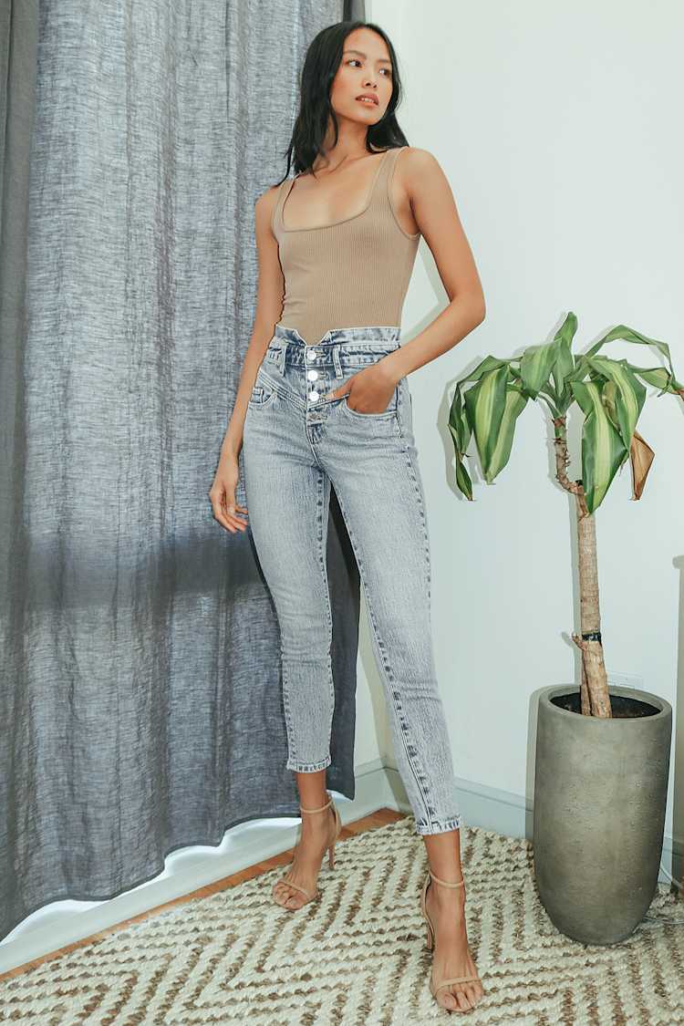 Rivington Light Wash Denim High Rise Skinny Jeans