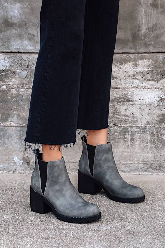 grey high heel ankle boots