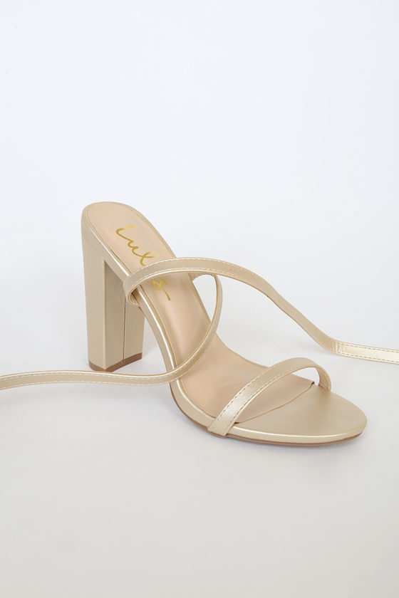Chic Gold Heels LaceUp Heels Faux Leather Heels Lulus