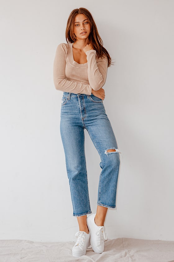 rib cage straight ankle jeans