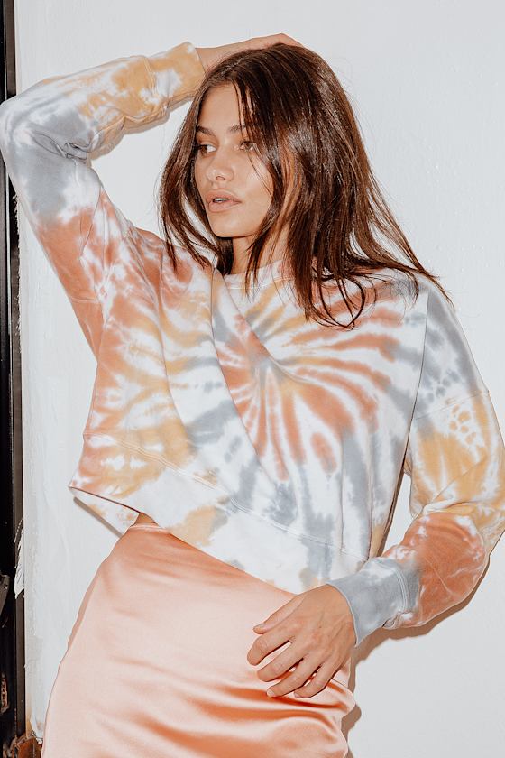 Sherbet Swirl Yellow Multi Tie-Dye Cropped Sweatshirt 7