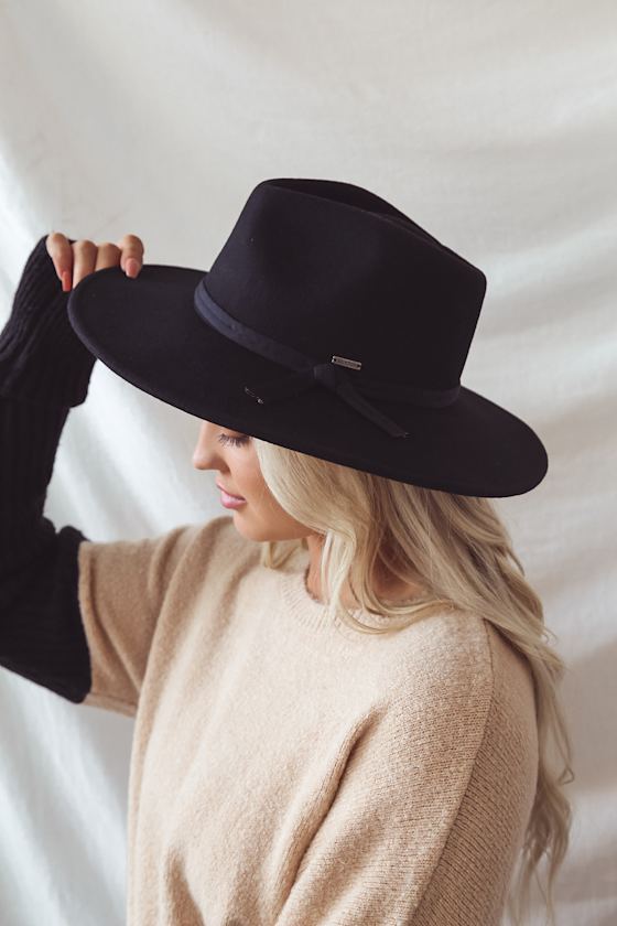 Joanna Packable Black Wool Fedora Hat 5