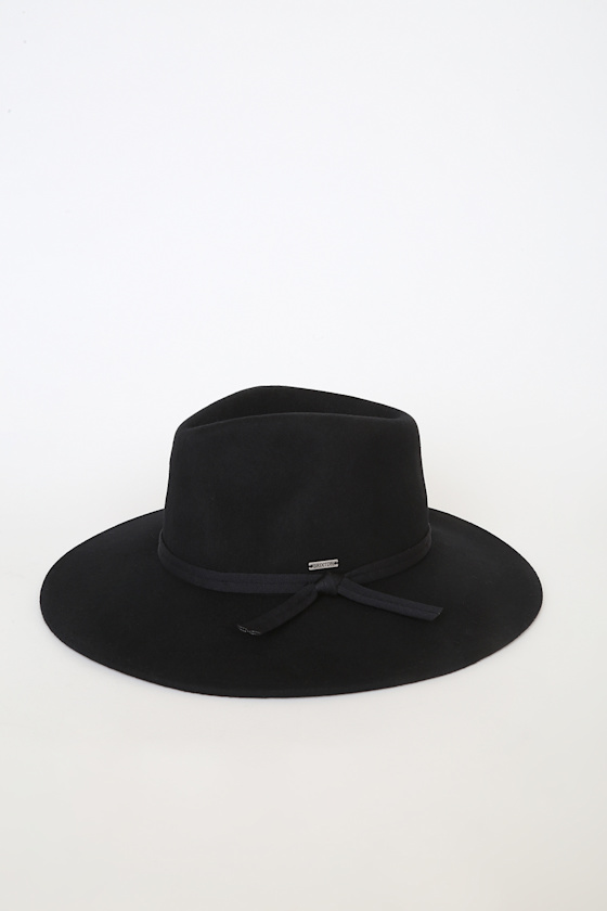 Joanna Packable Black Wool Fedora Hat 1