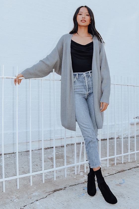 blue grey cardigan