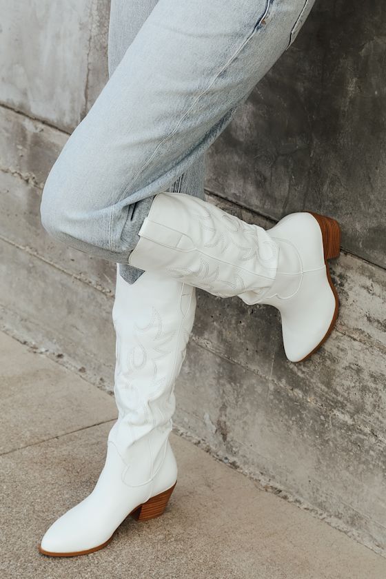 white boots knee high near me