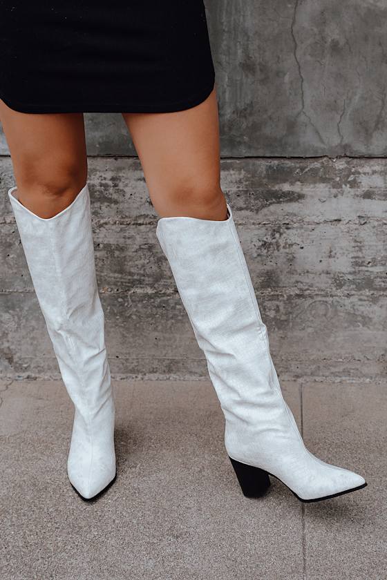 off white knee high boots