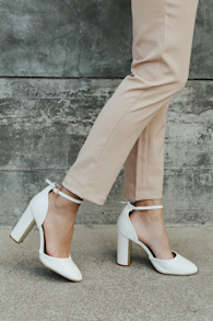 Laura Off White Ankle Strap Heels 1