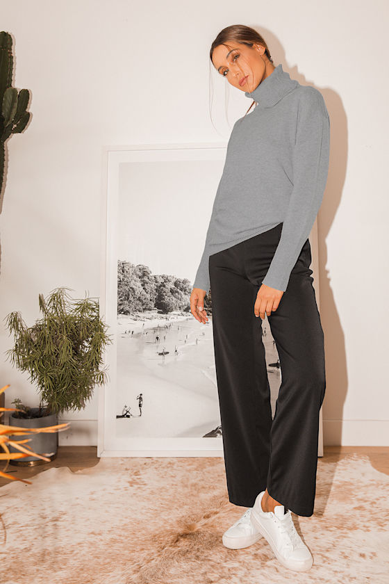 Next Level Cozy Heather Grey Knit Turtleneck Sweater 5