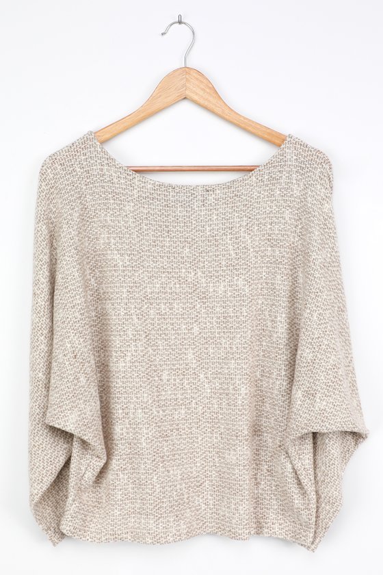Perfect Mix Heather Beige Dolman Sleeve Sweater Top - thumbnail 5