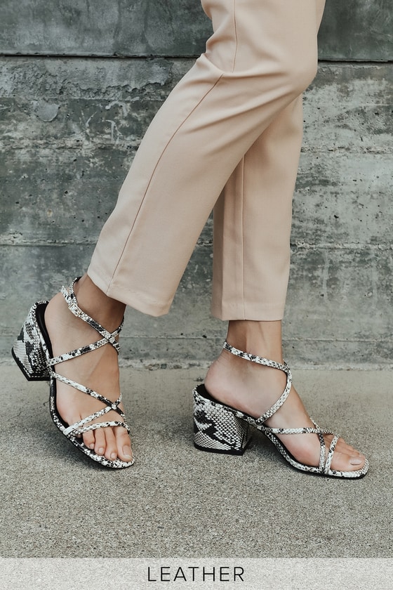 Black and white snake print 2025 sandals
