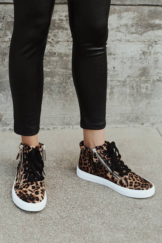 Report Amal Leopard Print High Top Sneakers Zipper Sneakers Lulus