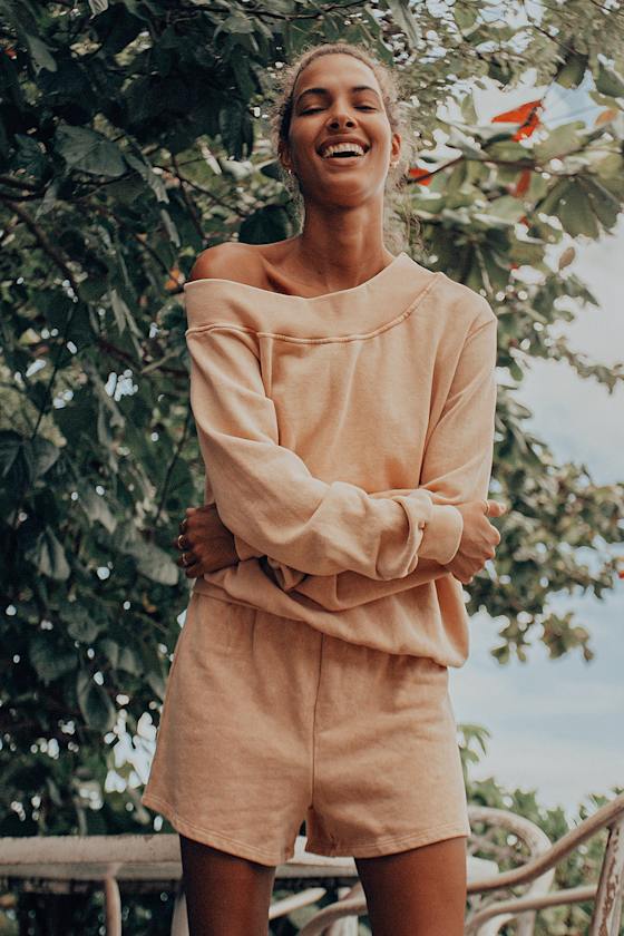 Washed Peach Shorts - Lounge Shorts - Cotton Lounge Shorts - Lulus