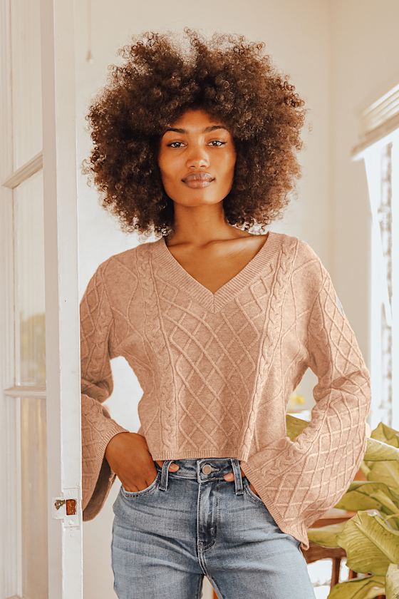 Sage the Label Nico - Cable Knit Sweater - Beige Pullover Sweater - Lulus