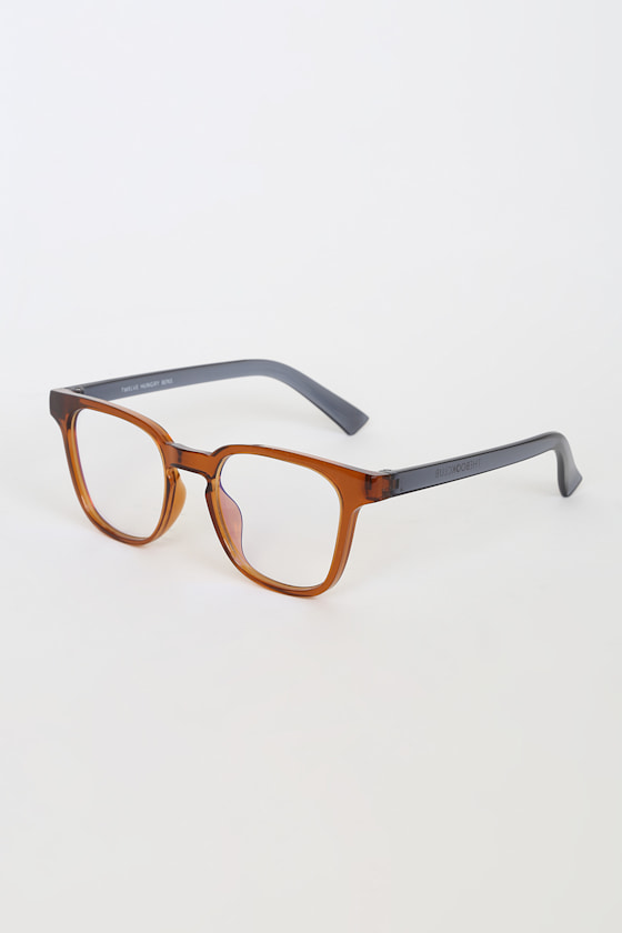 Twelve Hungry Bens Brown Square Frame Blue Light Glasses 1