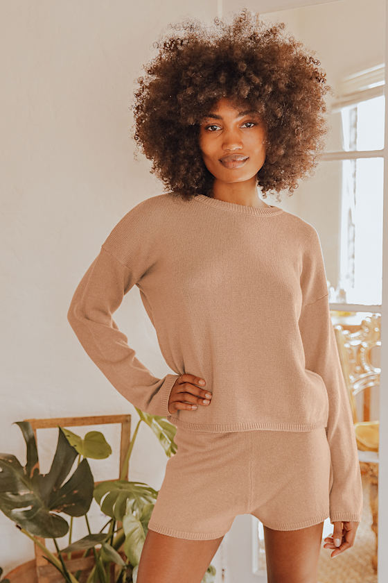 Comfy Cozy Tan Knit Sweater 5
