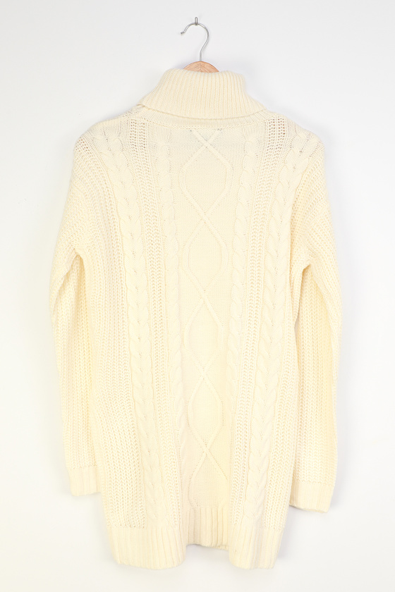 Crisp Mornings Off White Cable Knit Turtleneck Sweater Dress Crisp Mornings Off White Cable Knit Turtleneck Sweater Dress