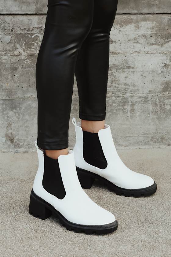 white platform ankle boots