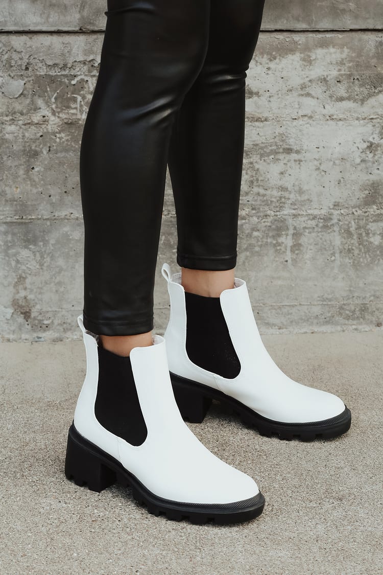 White Ankle Boots Chunky Boots - Boots for Women -