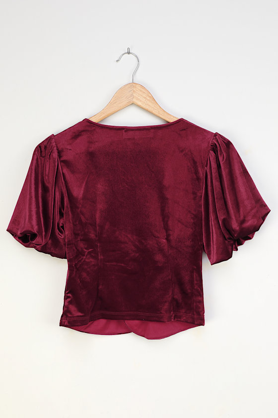 Red Velvet Puff Coat with Crystal Detail main image 1