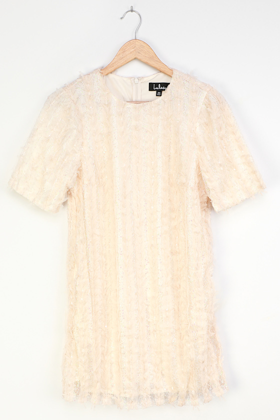 pink sequin shift dress