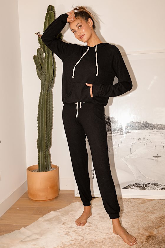 Lazy Days Black Hooded Sweatshirt 4