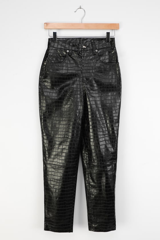 Blank NYC Dirt Rich - Black Vegan Leather Pants - Crocodile Pants - Lulus